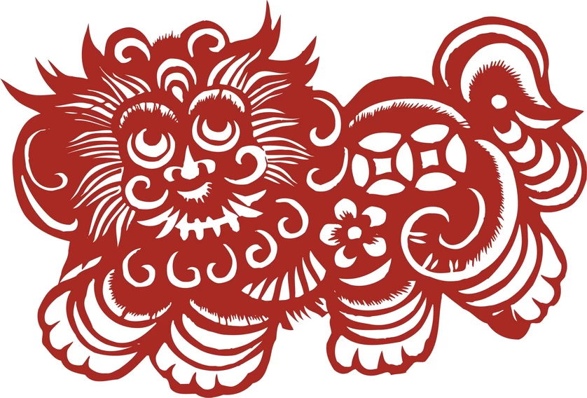 中国风中式传统喜庆民俗人物动物窗花剪纸插画边框AI矢量PNG素材【486】